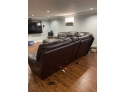 Six-piece Brown Leather Power Reclining Sectional Couch With Chaise Lounge