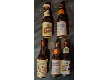 Small Glass Beer Bottles Lot Of 5