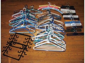 Hanger Lot -  Lots Of Plastic Hangers With Pants Hangers - About 75 Total