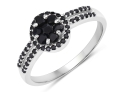 0.62 Carat Genuine Blue Sapphire And Black Spinel .925 Sterling Silver Ring