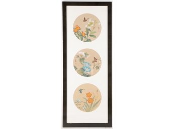 Huaniao Watercolor On Silk 'Butterfly And Flower'
