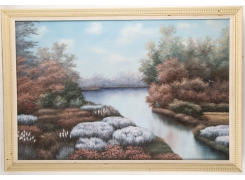 Landscape Oil On Canvas ' Nature In Winter'