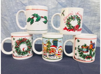 5 VTG Mugs -MYAZAKI CREATE - J.I.I. - SANYEI Holiday Coffee Cups Set The Table With Fun Mugs