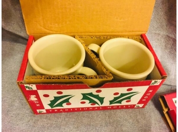 Longaberger Tradition Holiday Mug Set - New Old Stock - In Box