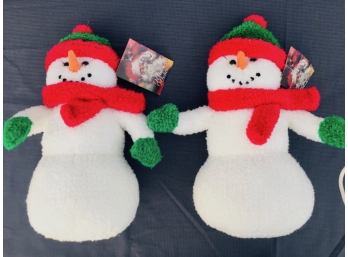2 Plush Snowmen With Tags