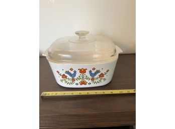 Collectible Country Festival Blue Birds Corning 5 Quart Country Festival Casserole W/Lid