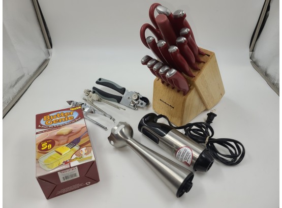 KitchenAid Knife Set, Cuisinart Hand Blender, Butter Genie & Can Openers