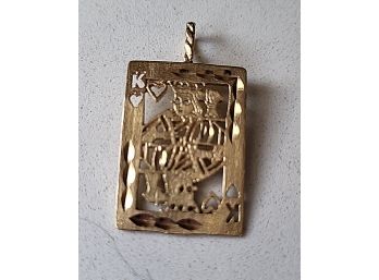 VINTAGE  1980s  Solid 14K  YELLOW GOLD KING OF HEARTS CHARM