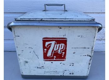 Awesome Vintage Hard Sided 7-Up Cooler Ice Box By Progress Refrigeration