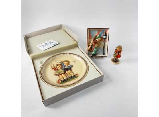 Hummel Lot, Plate, Figurine & Friedel Boy Plaque