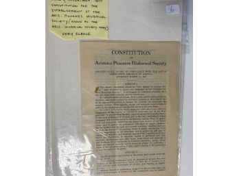 5. Rare 1897 Constitution For Arizona Pioneers Historical Society