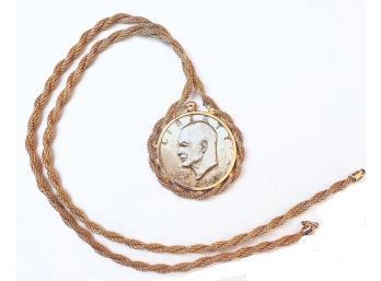 1974 Eisenhower Dollar, Goldtone Pendant Necklace