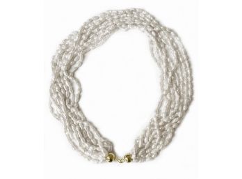 9-Strand Freshwater Pearl Necklace, 14K Gold Clasp