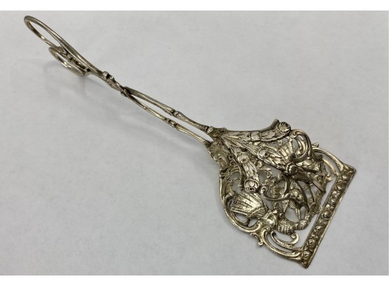 Antique German 800 Silver Pastry Tongs