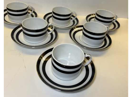 Ralph Lauren Polo Spectator Black 6 Cups And Saucers