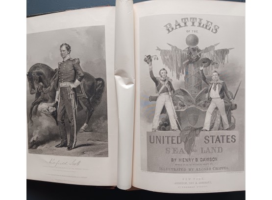 Antique 1858 Book 'Battles Of The United States By Sea And Land' Vol. 2, Loose Cover, 530 Pages