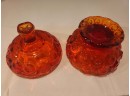 L.E. Smith Vintage Amberina Moon And Stars Candy Dish With Lid