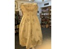 Vintage 1950 English Wedding Dress With Scarf & Evening Pearl Coctail/opera Gloves