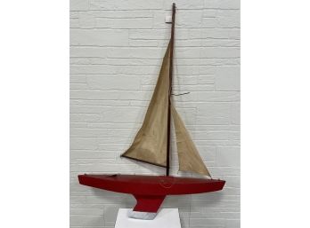 Large Pond Boat In Red Paint