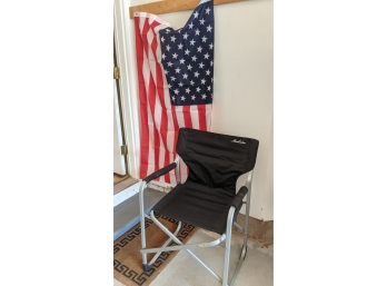 Folding Chair & American Flag