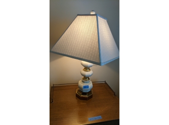 Pair Of Lamps - White & Brass