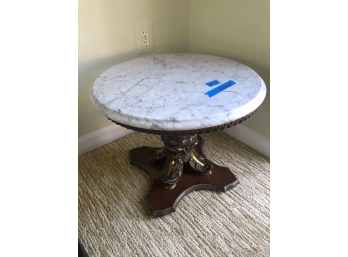 Marble Top Cocktail Table With Pedestal Base