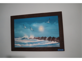 Wall Art Featuring Seagulls By The Ocean 41.25' X 28.75'