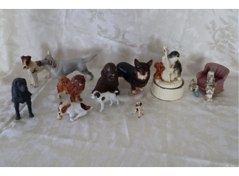 Collection Of 10 Dog Figurines With Musical Figurine