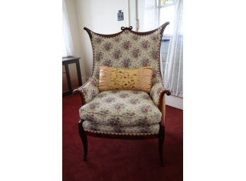 Floral Upholstered Arm Chair With Gold Silk Pillow 41 /1 2' H