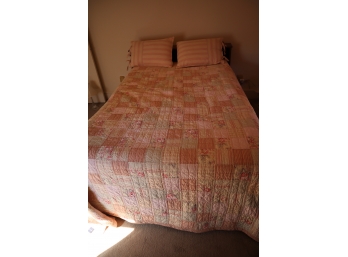 Bed - Headboard With Open Shelf- Nauctica Pink Quilt
