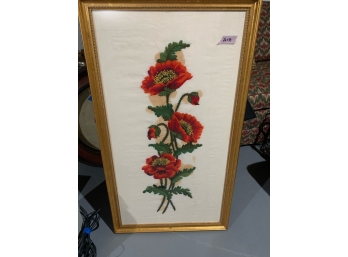Framed Floral Embroidery 39' H X 22' W