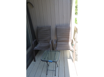 Outdoor Chairs & Tempered Glass Side Table 15 1/2' Sq.