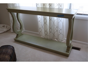 Olive Green Two Tiered Console - 32 1/2' X 55' X 14' Please View Photos For Any Damage