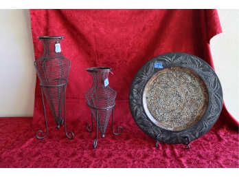 Decorative Pieces - Urns (15' H,  20 1/2' H ) & Plate (18'd)