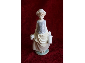Lladro Figurine - Girl With Hat Carrying Milking Buckets