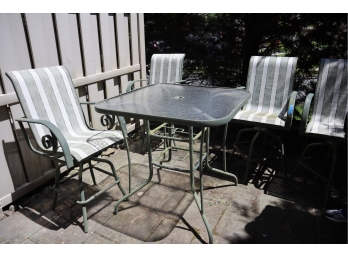Outdoor High Top Table And Chairs - Please View Photos For Condition And Damage