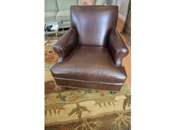 Hickory Chair Brown Leather Arm Chair  With Pillow 36' H X 34' W ' 21' L