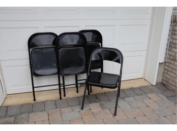 4 Black Metal Folding Chairs