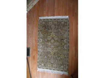Tufenkian Tibetan Carpet Floral Motifs With Olive Field With Hints Of Lavender 3' X 5.5' With Fringe