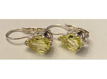 Sterling And Green Stone Earrings