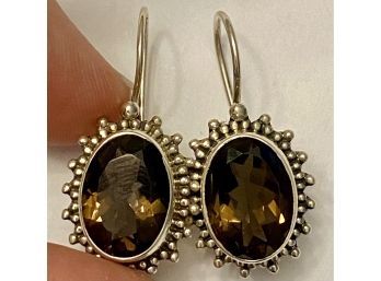 Sterling And Smoky Quartz Earrings