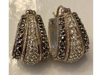 Sterling, Marcasite, And CZ Earrings