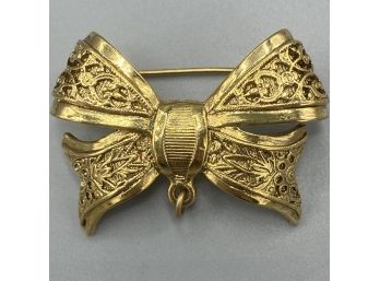 Vintage Gold Bow Pin Brooch