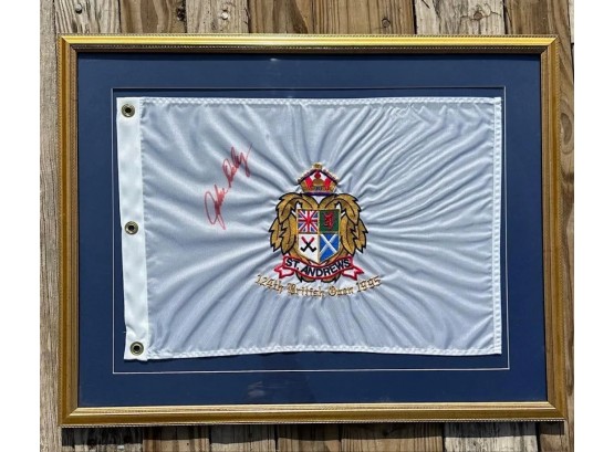 VINTAGE 1995 BRITISH OPEN ST ANDREWS COMMEMORATIVE GOLF FLAG SIGNED JOHN DALY