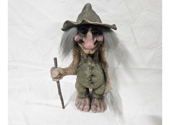 Handmade Ny Form Troll With Walking Stick & Hat #102 Sculpture Figurine- ~17 3/4'