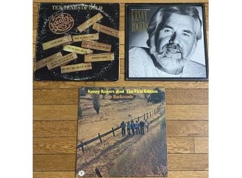LOT OF 3 KENNY ROGERS VINYL RECORDS IN VG OR BETTER CONDITION