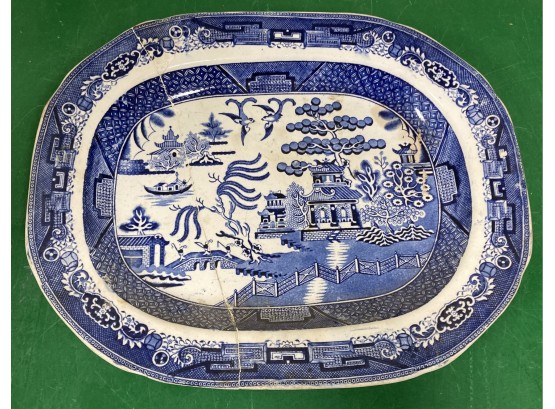 Large Blue And White Platter