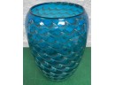 Large Blue Art Glass Vase 12 X 8