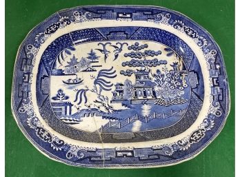 Large Blue And White Platter