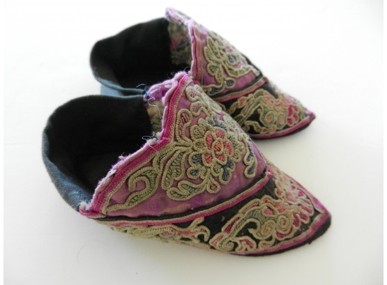 Vintage Chinese Soft Fabric Lotus Bound Foot Slipper Shoes   (DP84)